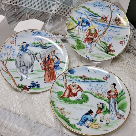 Oriental Style Collector plates by Dorothy Logan Studios - Picture 1 of 10